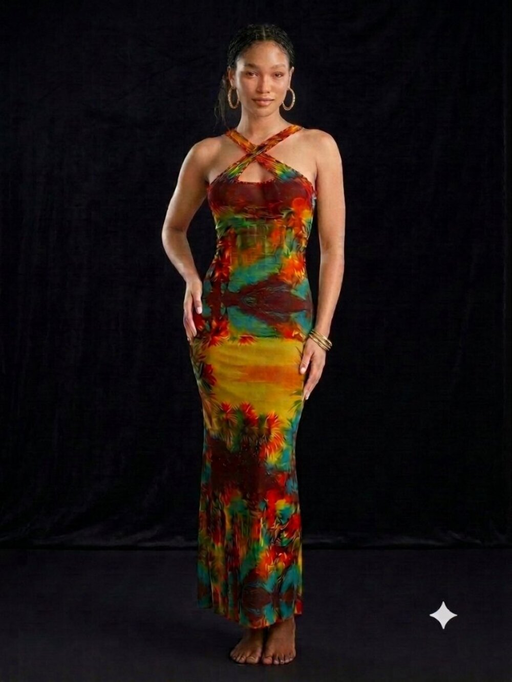 Vintage Jean Paul Gaultier-Gauguin Printed Mesh Dress-Iconic; Unworn Condition - Picture 6 of 13
